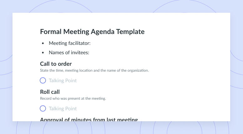 Formal Meeting Agenda Template