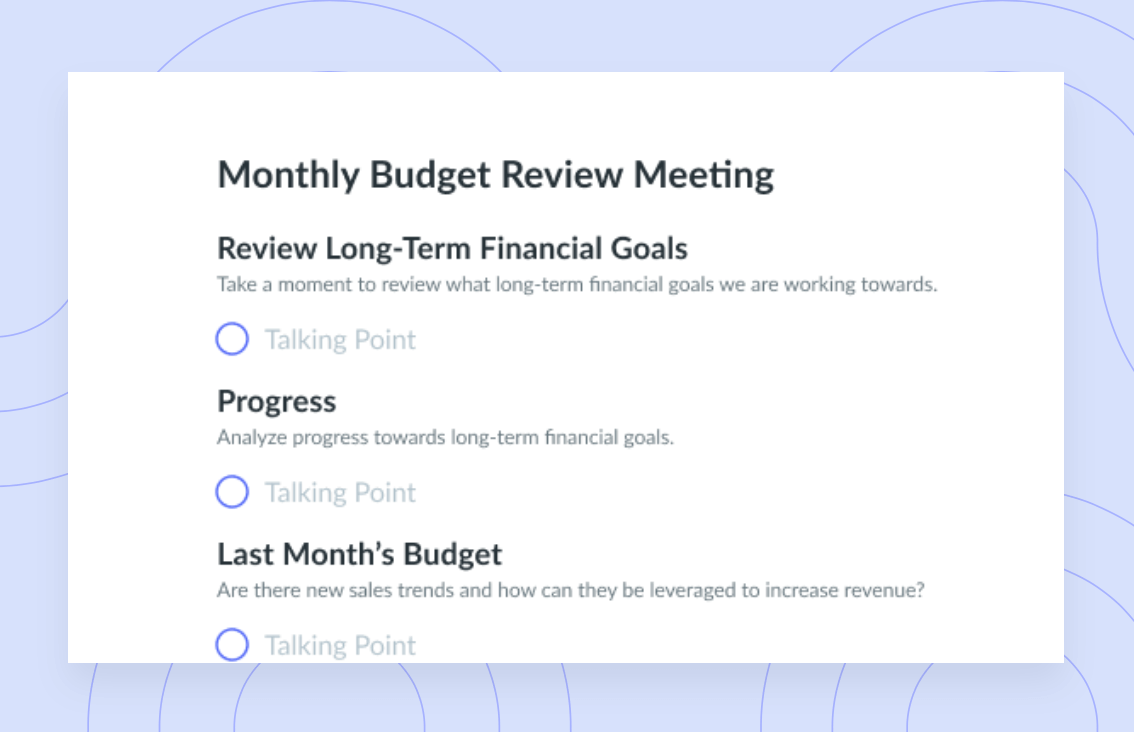 Monthly Budget Review Meeting Template
