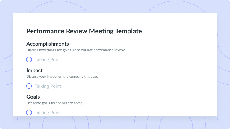Performance Review Meeting Template