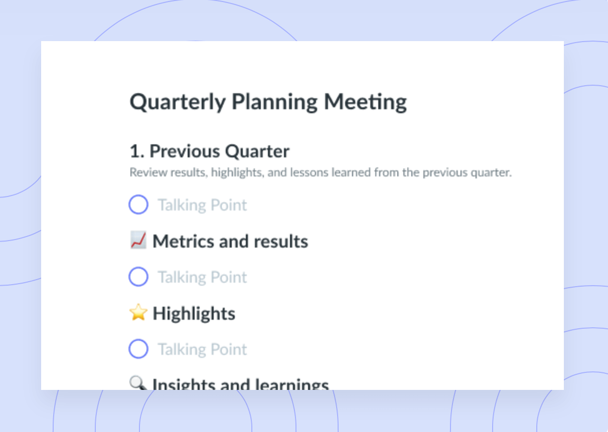 Quarterly Planning Meeting Template