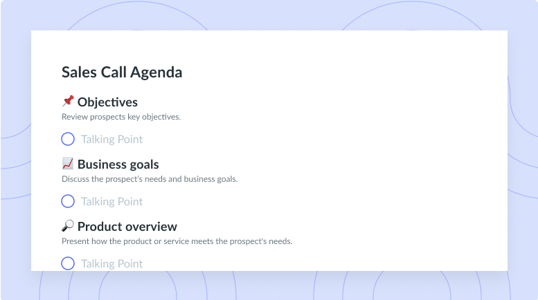 Sales Call Agenda Template