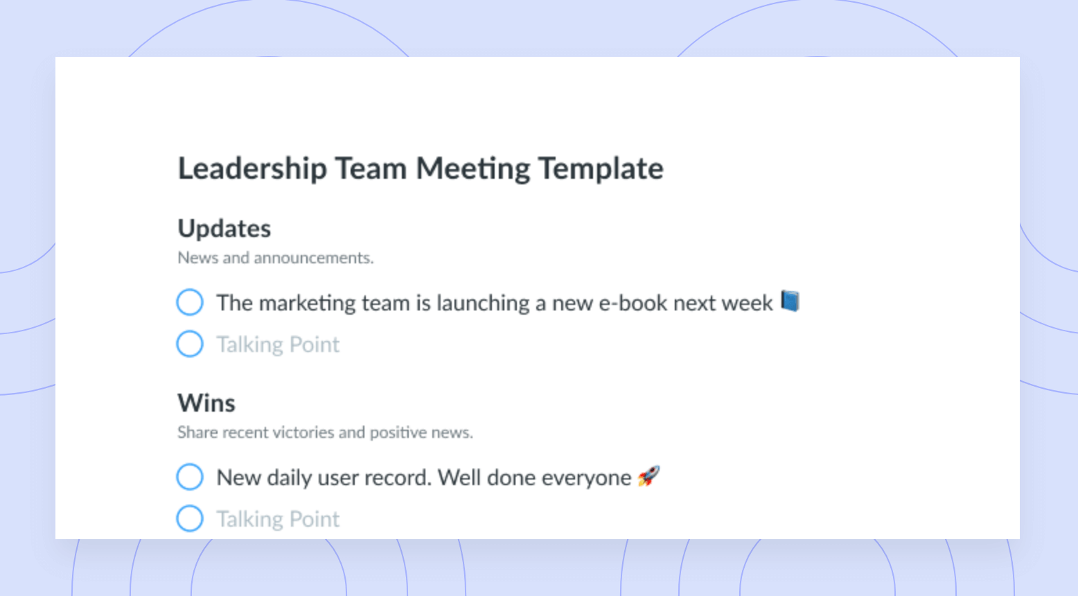 Leadership Team Meeting Agenda Template