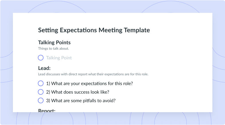 Setting Expectations Meeting Template