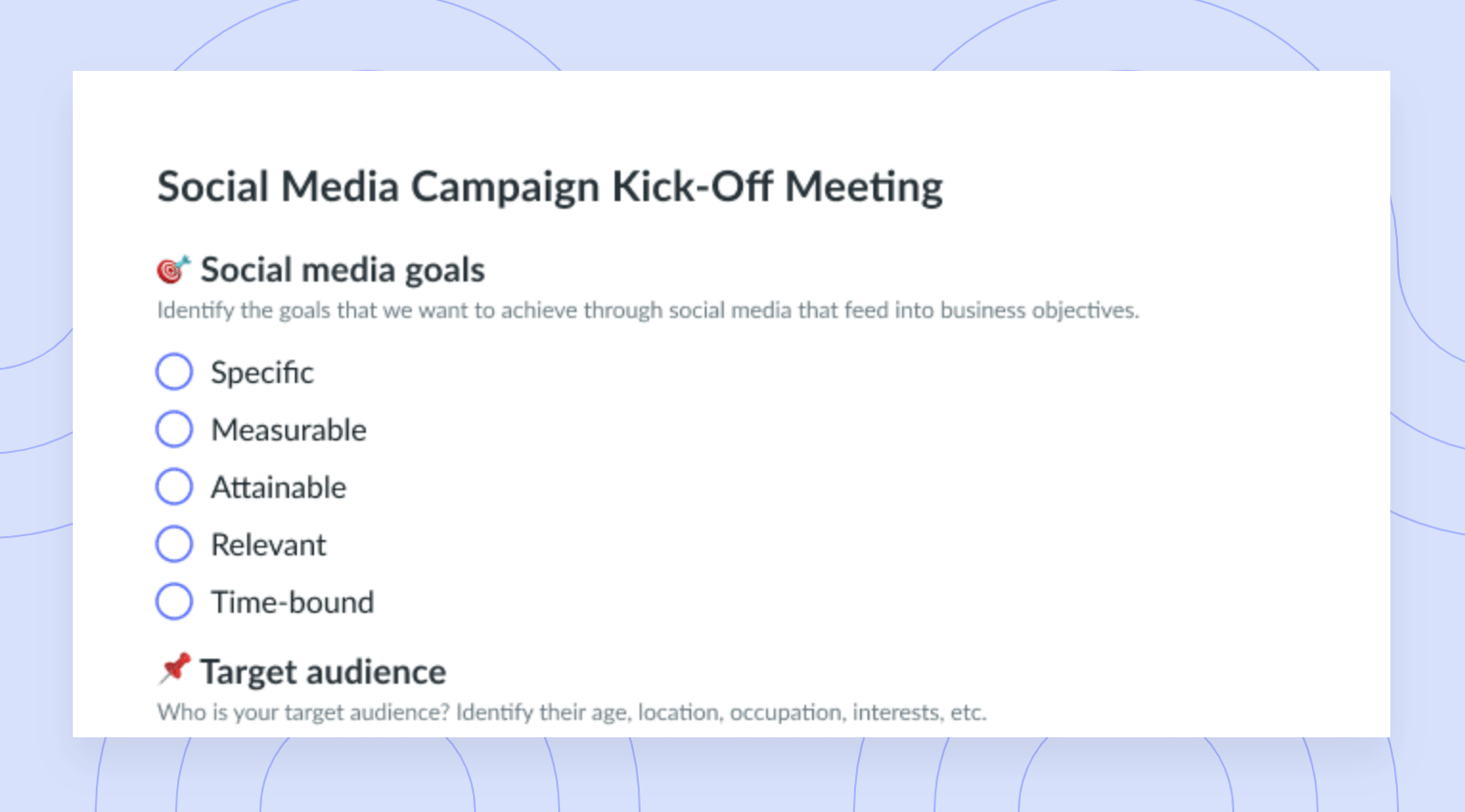 Social Media Campaign Kick-Off Meeting Template
