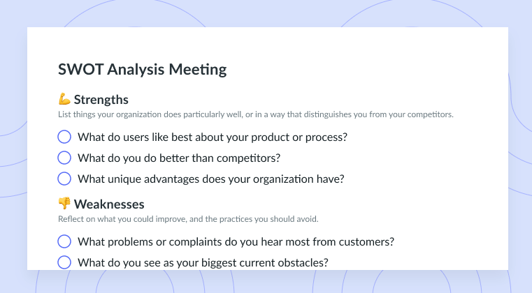 SWOT Analysis Meeting Template