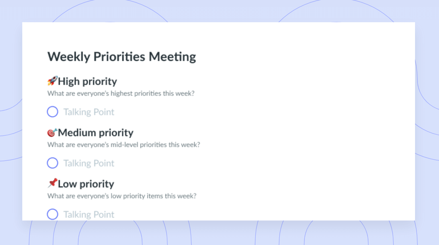 Weekly Priorities Template