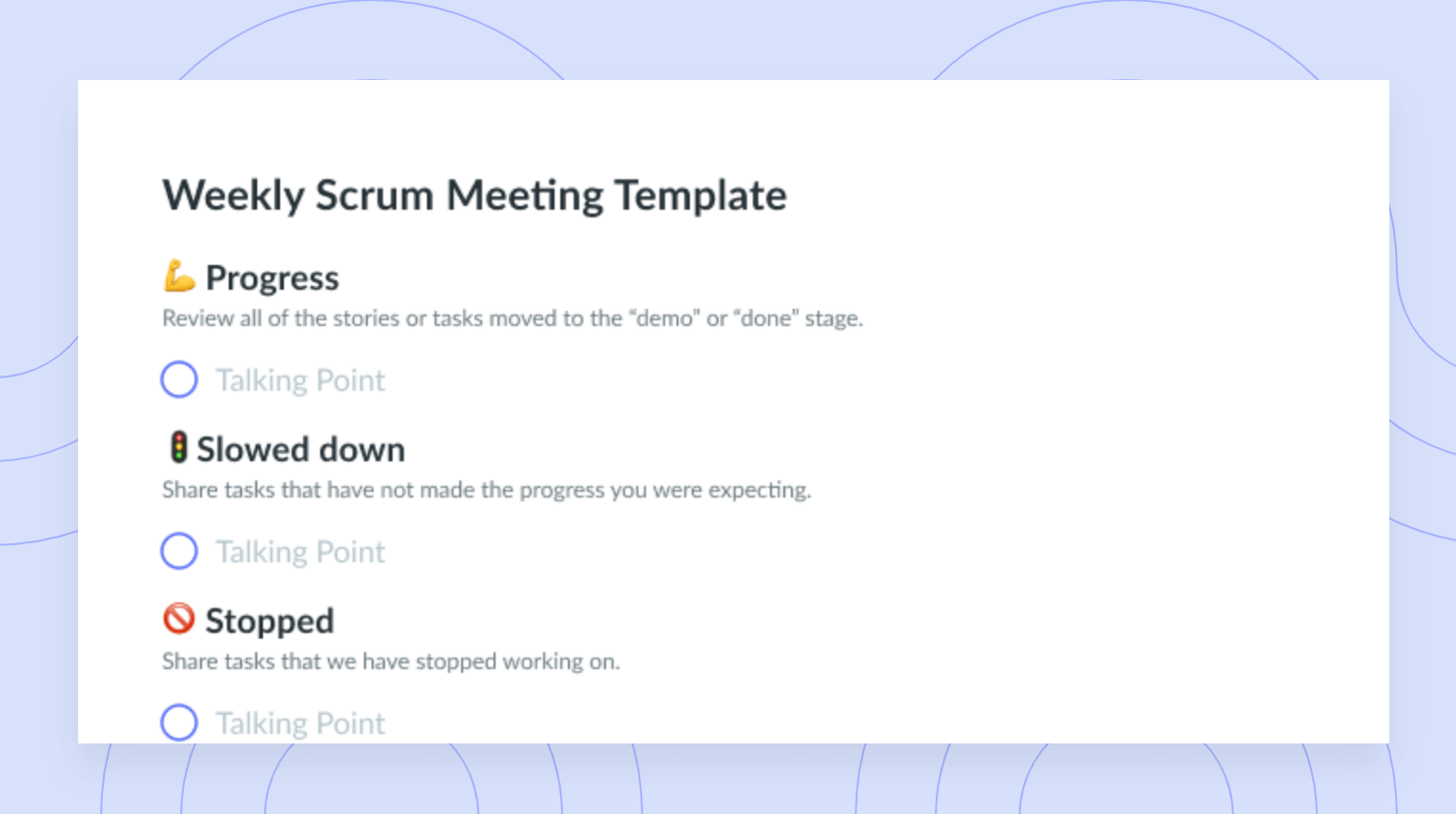 Weekly Scrum Meeting Template